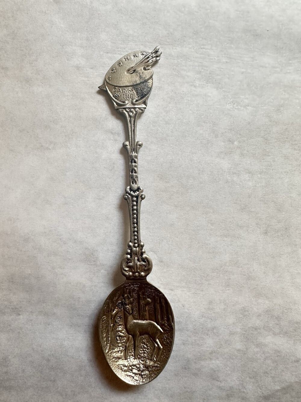 Vintage Carmel By The Sea Souvenir Spoon Deer Forest Silverplate Holland 4.5” V3
